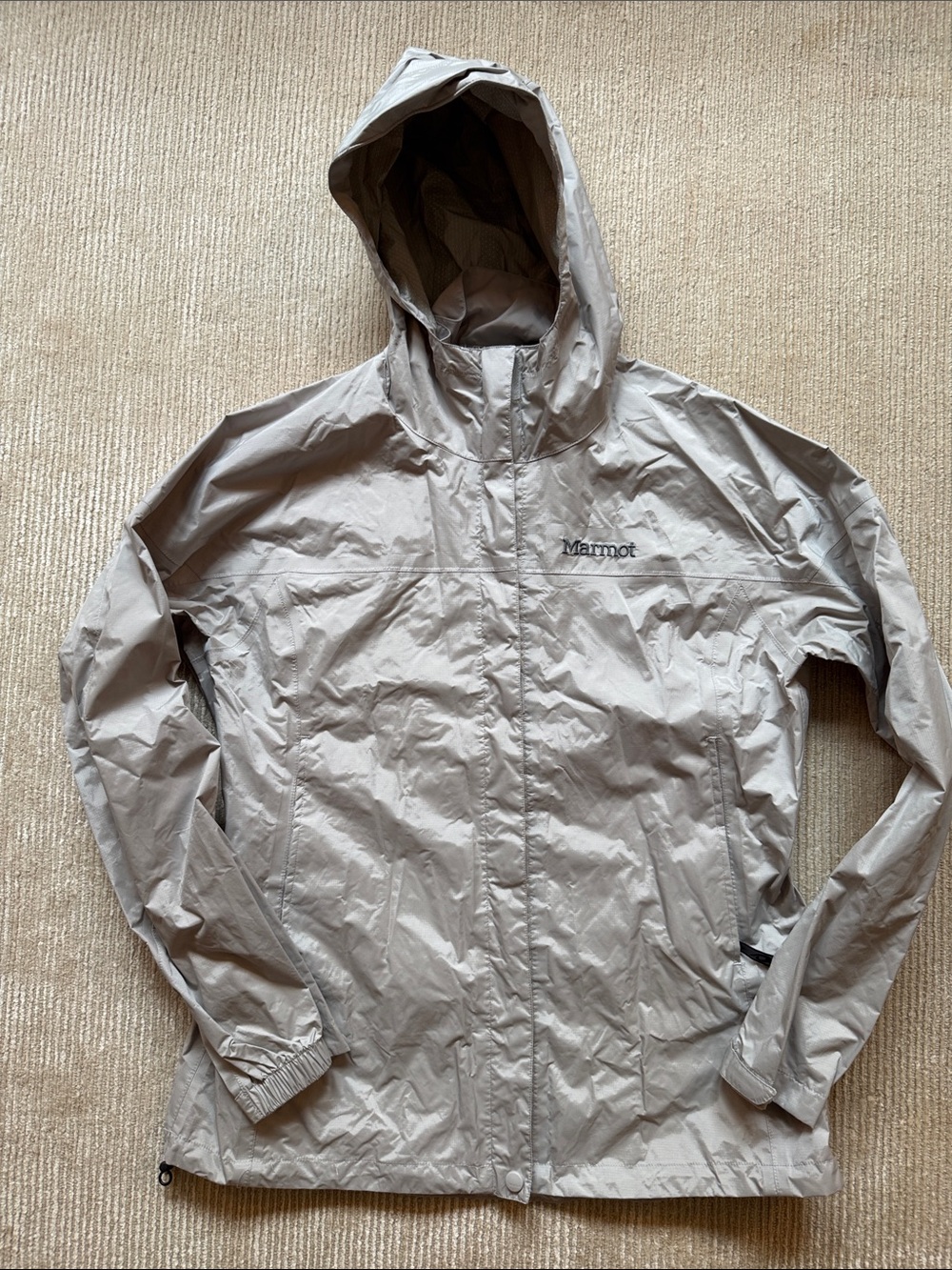 Marmot Light Gray Hooded Windbreaker Jacket